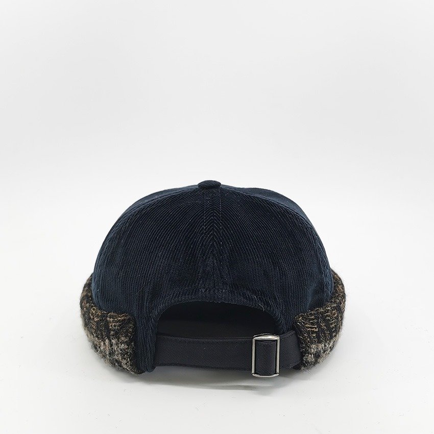 Bonnet Docker Velours Cotele Marine Made In France