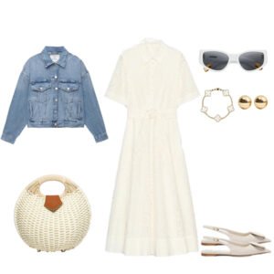 look femme ete robe blanche veste jean